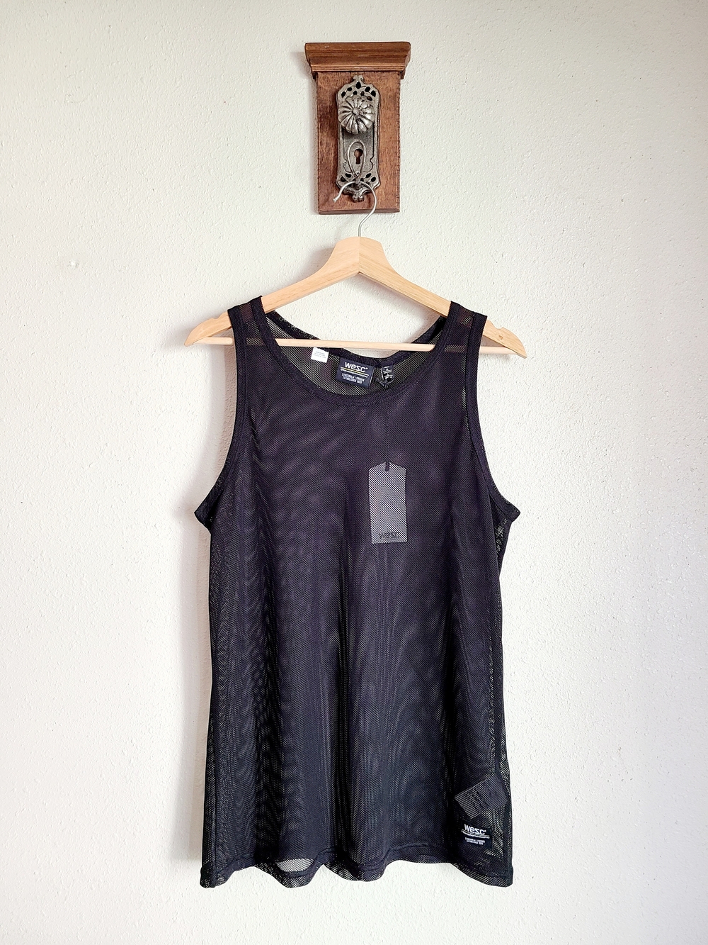 WESC Black Mesh Unisex Tank Top